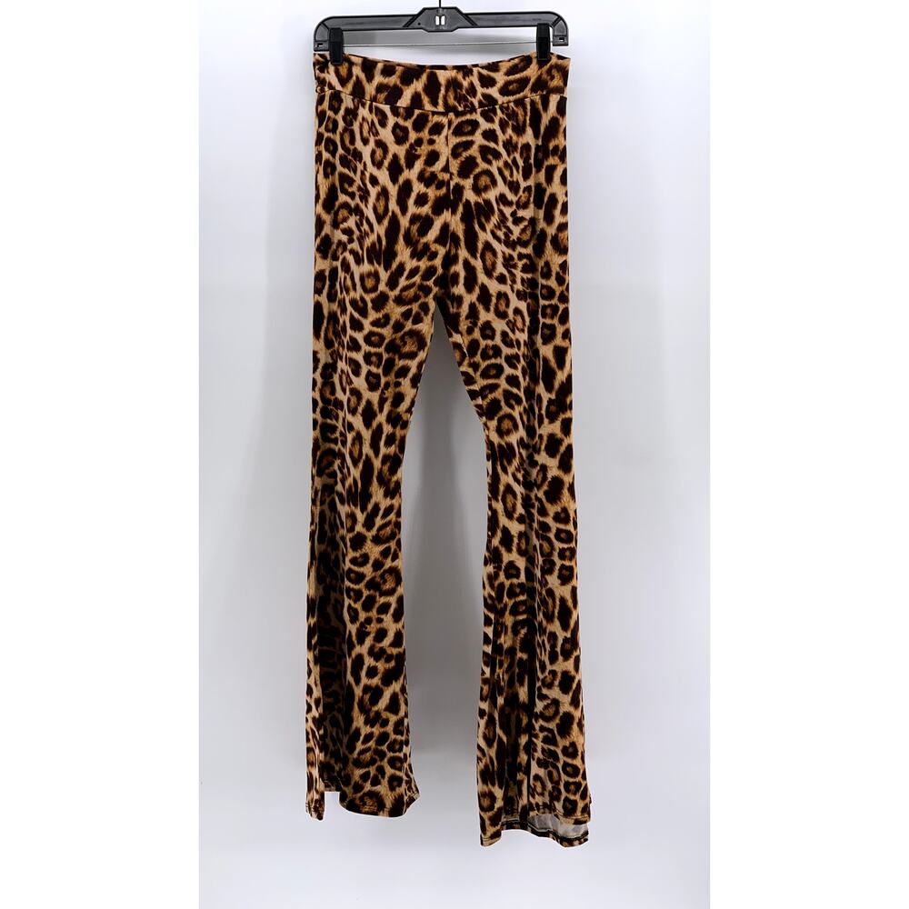 GOT STYLE USA Women's Brown Animal Print Wide-Leg Pants SZ L